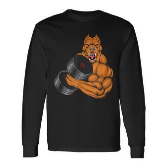 Pit Bull Gym Fitness Weightlifting Deadlift Bodybuilding Long Sleeve T-Shirt | Mazezy