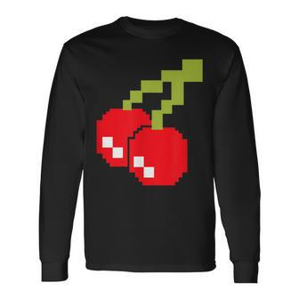 Pixel Cherries 80S Video Game Halloween Costume Easy Group Long Sleeve T-Shirt - Seseable