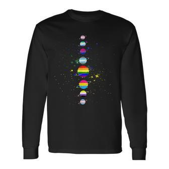 Planets Lgbt Gay Pride Genderfluid Bisexual Homosexual Lgbtq Long Sleeve T-Shirt | Mazezy