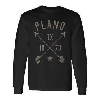 Plano Tx Vintage Distressed Style Home City Long Sleeve T-Shirt | Mazezy
