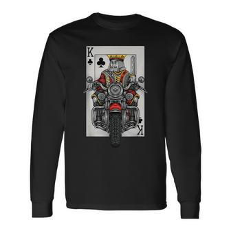 Playing Card King Riding A Road Motorcycle Long Sleeve T-Shirt T-Shirt | Mazezy