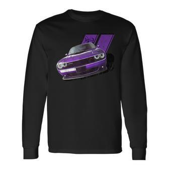 Plum Crazy Modern Muscle Car American V8 Engine Car Long Sleeve T-Shirt T-Shirt | Mazezy