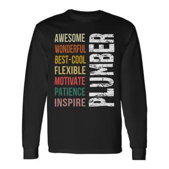 Plumber Thank You Awesome Long Sleeve T-Shirt - Monsterry