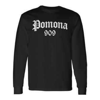 Pomona 909 Area Code Og Chicano Pride Mexican Tattoo Biker Long Sleeve T-Shirt T-Shirt | Mazezy