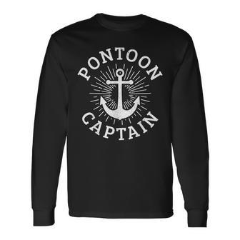 Pontoon Captain Anchor Pontoon Boat Boating Pontooning Long Sleeve T-Shirt | Mazezy