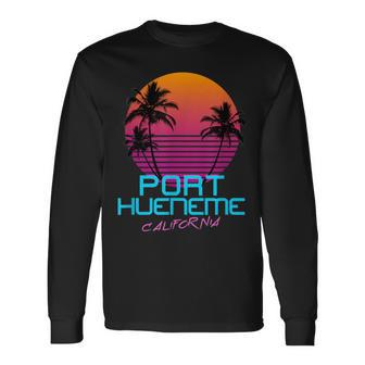 Port Hueneme California Retro 80S Long Sleeve T-Shirt | Mazezy