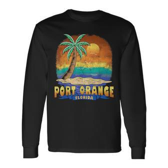 Port Orange Florida Vintage Distressed Souvenir Long Sleeve T-Shirt | Mazezy