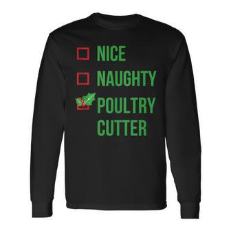 Poultry Cutter Pajama Christmas Long Sleeve T-Shirt | Mazezy