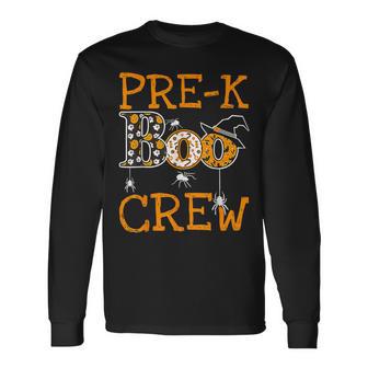 Pre-K Boo Crew Teacher Student Team Halloween Costume Long Sleeve T-Shirt - Monsterry