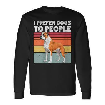 I Prefer Dogs To People Bully Kutta Dog Lovers Owners Long Sleeve T-Shirt | Mazezy
