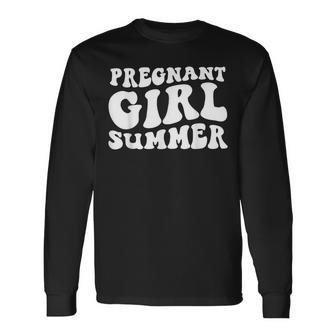 Pregnancy Reveal Pregnant Girl Summer Baby Shower Summer Long Sleeve T-Shirt T-Shirt | Mazezy