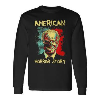 President Horror American Zombie Story Halloween Biden 2024 Long Sleeve T-Shirt - Thegiftio UK