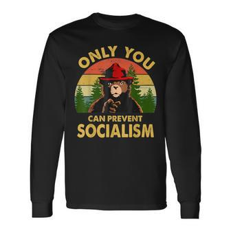 Only You Can Prevent Socialism Bear Camping Vintage Camping Long Sleeve T-Shirt T-Shirt | Mazezy