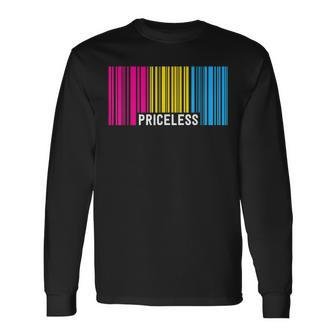 Priceless Pansexual Pride Barcode Subtle Pan Discreet Long Sleeve T-Shirt | Mazezy