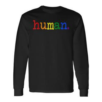 Pride Ally Human Lgbtq Equality Bi Bisexual Trans Queer Gay Long Sleeve T-Shirt T-Shirt | Mazezy