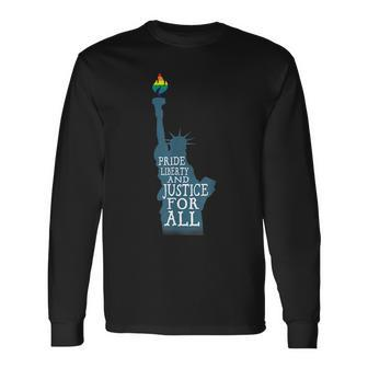 Pride Liberty And Justice For All Lgbt Pride Long Sleeve T-Shirt T-Shirt | Mazezy