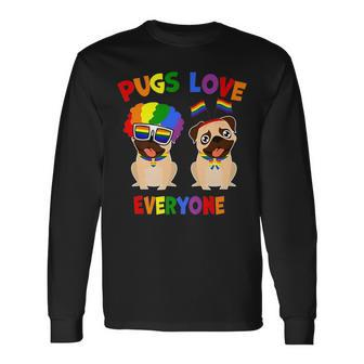Pride Parade Pugs Love Everyone Lgbt Pugs Gay Pride Lgbt Long Sleeve T-Shirt - Seseable