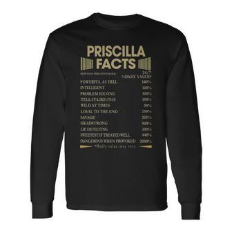 Priscilla Name Priscilla Facts Long Sleeve T-Shirt - Seseable