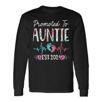 Promoted To Auntie Est 2024 First Time Mom Long Sleeve T-Shirt - Monsterry