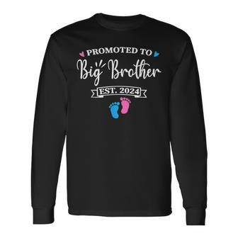Promoted To Big Brother Est 2024 Pink Or Blue Bro Love You Long Sleeve T-Shirt - Seseable