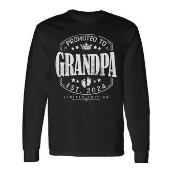 Promoted To Grandpa 2024 Grandparents Baby Announcement Men Long Sleeve T-Shirt - Monsterry UK