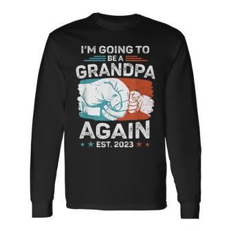 Promoted To Grandpa Again Est 2023 Pregnancy Announcement Long Sleeve T-Shirt T-Shirt | Mazezy