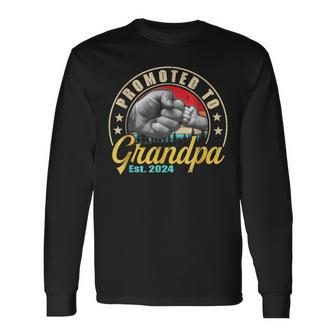 Promoted To Grandpa Est 2024 Men Vintage First Time Grandpa Long Sleeve T-Shirt - Seseable