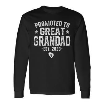 Promoted To Great Grandad 2023 Vintage New Daddy Daddy Long Sleeve T-Shirt | Mazezy