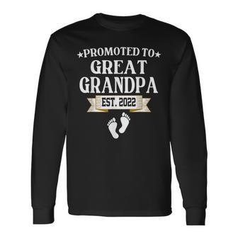 Promoted To Great Grandpa Est 2022 Baby Announcement Long Sleeve T-Shirt T-Shirt | Mazezy