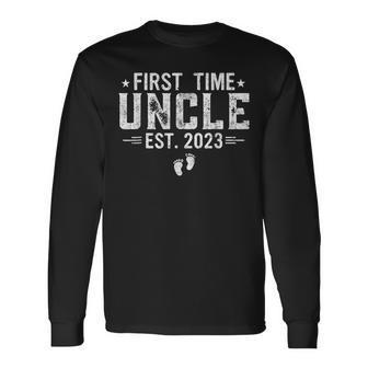 Promoted To Uncle 2023 First Time Fathers Day New Uncle Papa Long Sleeve T-Shirt - Thegiftio UK