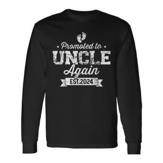 Promoted To Uncle 2024 Again Fathers Day Soon To Be Uncle Long Sleeve T-Shirt T-Shirt | Mazezy