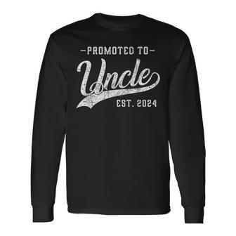 Promoted To Uncle Est 2024 Father's Day To New Dad Long Sleeve - Monsterry