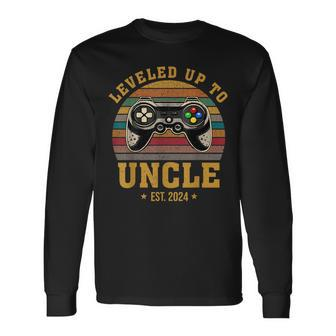 Promoted To Uncle Est 2024 Leveled Up To Daddy & Dad Long Sleeve T-Shirt - Monsterry