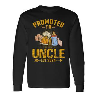 Promoted To Uncle Est 2024 Pregnancy Announcement Long Sleeve T-Shirt - Monsterry UK