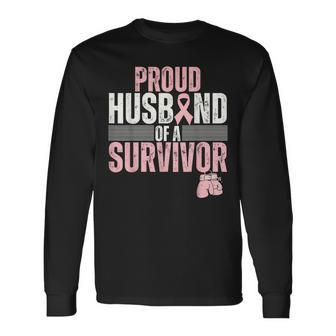 Proud Husband Of Survivor Breast Cancer Survivor Awareness Long Sleeve T-Shirt - Seseable