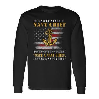 Proud Once A Navy Chief Always A Navy Chief Veteran Long Sleeve T-Shirt | Mazezy