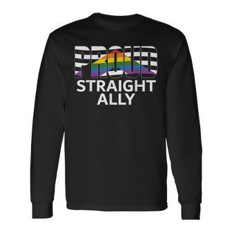 Proud Straight Ally For Straight Alliance Pride Flag Long Sleeve T-Shirt T-Shirt | Mazezy