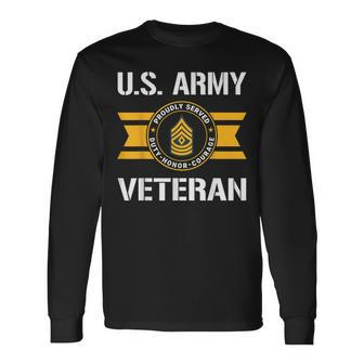 Proudly Served Us Army Veteran E8 First Sergeant Long Sleeve T-Shirt T-Shirt | Mazezy