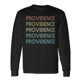 Providence Rhode Island Pride Vintage State Ri Retro 70S Long Sleeve T-Shirt T-Shirt | Mazezy