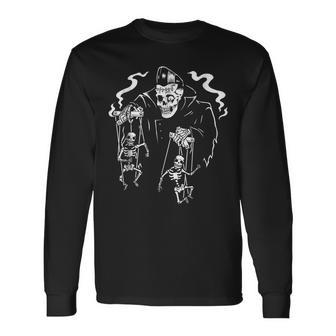 Psychobilly Horror Punk Rock Hr Skeleton Puppets Rock Long Sleeve T-Shirt | Mazezy