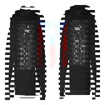 Puerto Rican Flag With Towns And Cities Of Puerto Rico Long Sleeve T-Shirt - Thegiftio