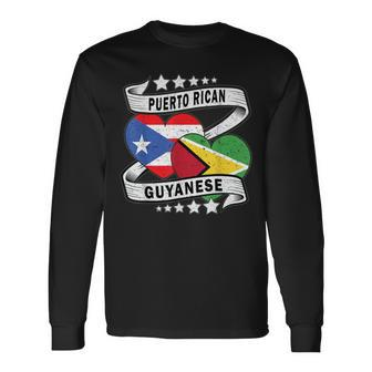 Puerto Rico And Guyana Puerto Rican And Guyanese Flag Long Sleeve T-Shirt | Mazezy DE