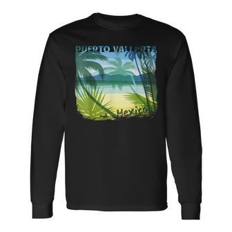 Puerto Vallarta Beach Summer Matching Palms Tree Summer Long Sleeve T-Shirt T-Shirt | Mazezy