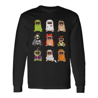 Pug Collection Happy Pug-O-Ween Halloween Spooky Costume Long Sleeve T-Shirt - Thegiftio UK