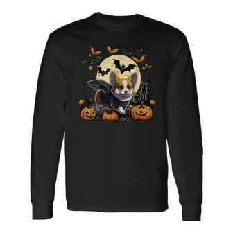 Pumpkin Welsh Corgi Costume On Welsh Corgi Halloween Long Sleeve T-Shirt - Seseable