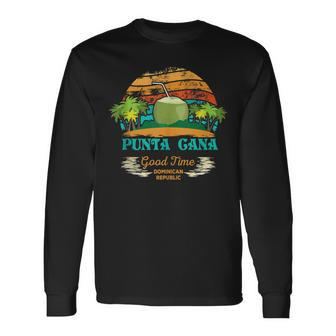 Punta Cana Dominican Republic Souvenir Vintage Graphic Long Sleeve T-Shirt | Mazezy