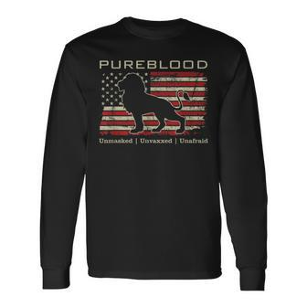 Pureblood Movement Pureblood Medical Freedom Lion Usa Flag Long Sleeve T-Shirt | Mazezy