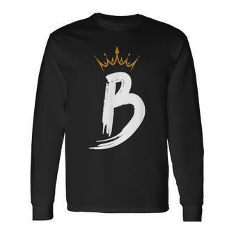 Queen King Letter B Favorite Letter With Crown Alphabet Long Sleeve T-Shirt - Monsterry CA