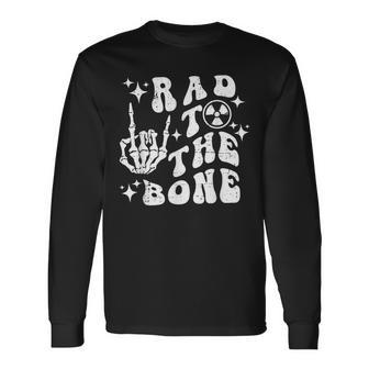 Rad To The Bone Skeleton Rock Hand Halloween Tech Xray Long Sleeve T-Shirt | Mazezy