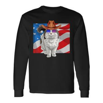 Ragamuffin Cat 4Th Of July Usa Patriotic American Flag Long Sleeve T-Shirt | Mazezy